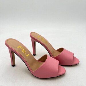 FSJ Women Casual Peep Toe Mule Sandals Stiletto High Heels Party Evening Shoe